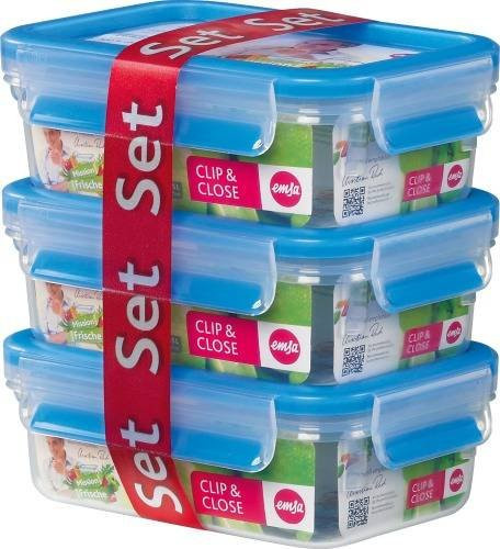 Emsa Frischhaltedosen-Set CLIP & CLOSE 3er Set blau transparent 0,55 l - Bild 2