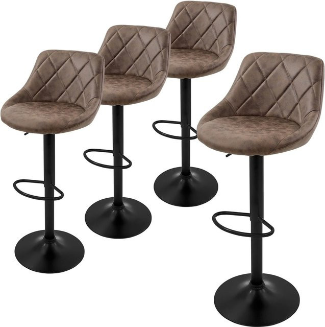 ML-Design Barhocker 4er Set aus Kunstleder in Braun mit Rückenlehne und Fußstütze, höhenverstellbar von 62 bis 82 cm - Bild 2