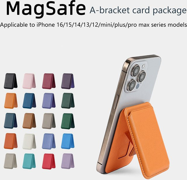 JINHF Magnetische Leder-Geldbörse mit integriertem Ständer und Kartenhalter für MagSafe kompatible iPhone 15 14 13 Pro Max Modelle - Bild 1