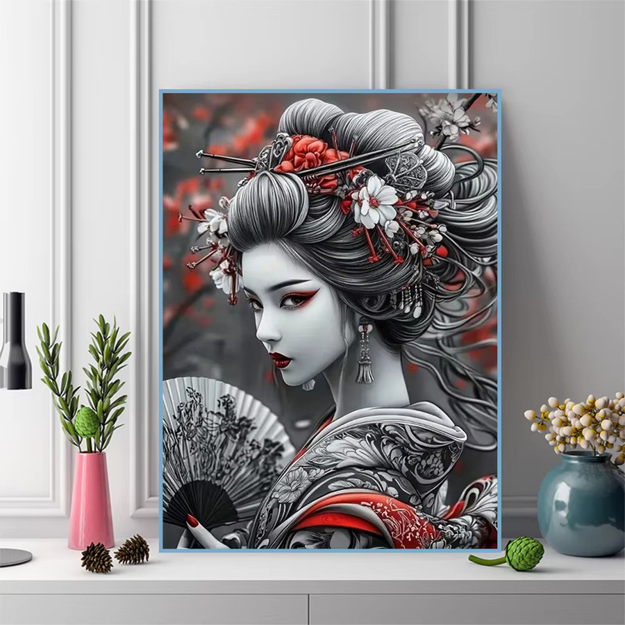 Momoart Diamant Mosaik Porträt Japanische Frau DIY Vollplatz Stickerei Set in Multicolour - Bild 3