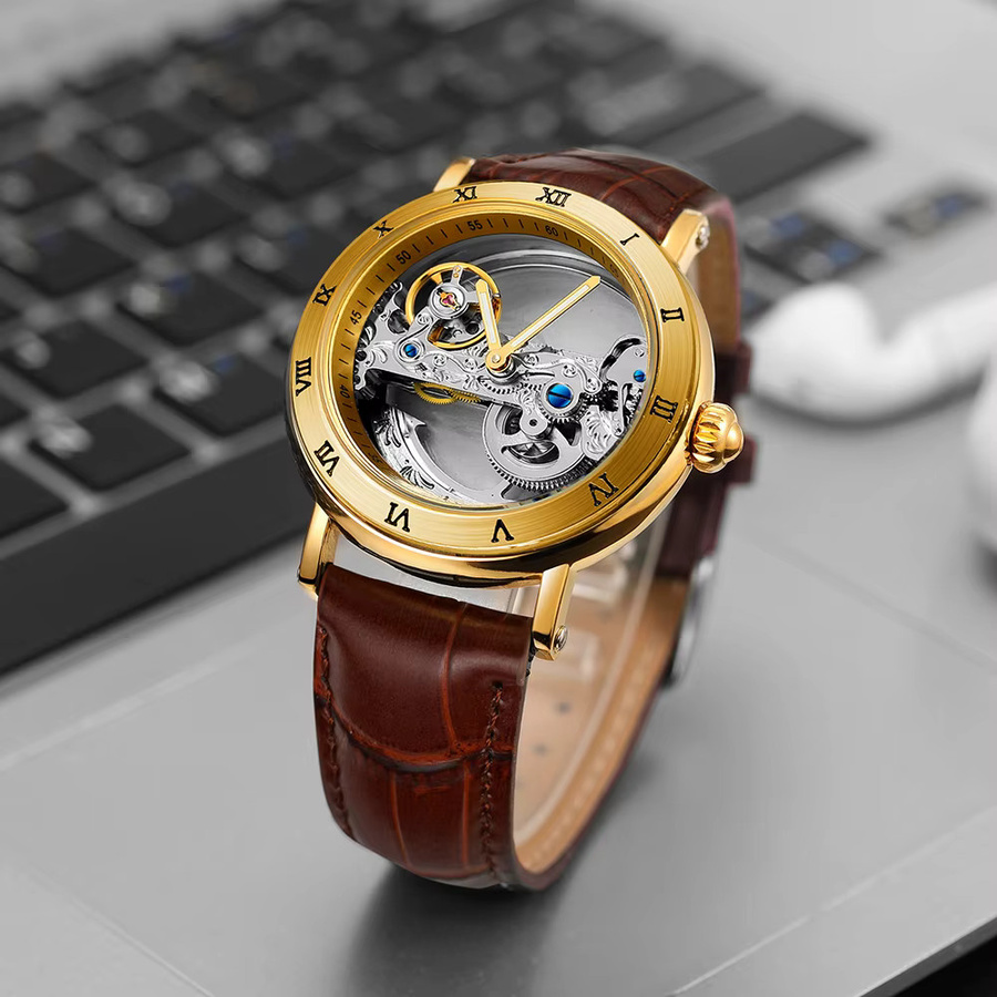 Forsining Armbanduhr Automatik, Edelstahl, Leder, Herren, Silber - Bild 2