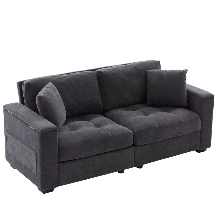 Merax 2 Sitzer Sofa mit Stauraum in Dunkelgrau, Breite: 180 cm - Bild 2