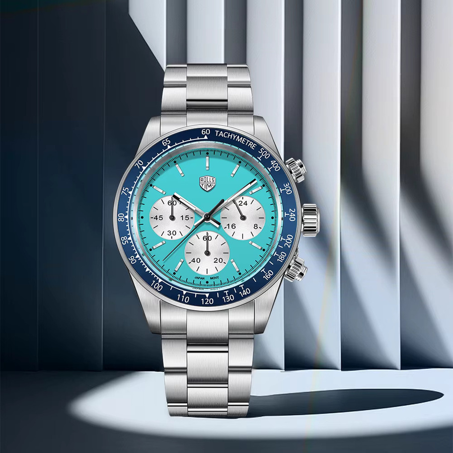 RollsTimi Chronograph, Quarz, Edelstahl, Saphirglas, Blau, Herren - Bild 2