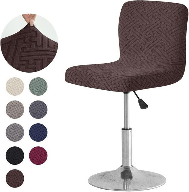 Elastischer Barhockerbezug von Yiran Furniture in Beige und Braun mit Jacquard-Muster, B/T/H: 35 x 35 x 30 cm - Bild 1