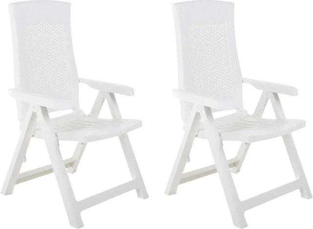 Furnicato Set aus 2 verstellbaren Gartenstühlen aus Kunststoff in Weiß mit Armlehnen - Bild 1