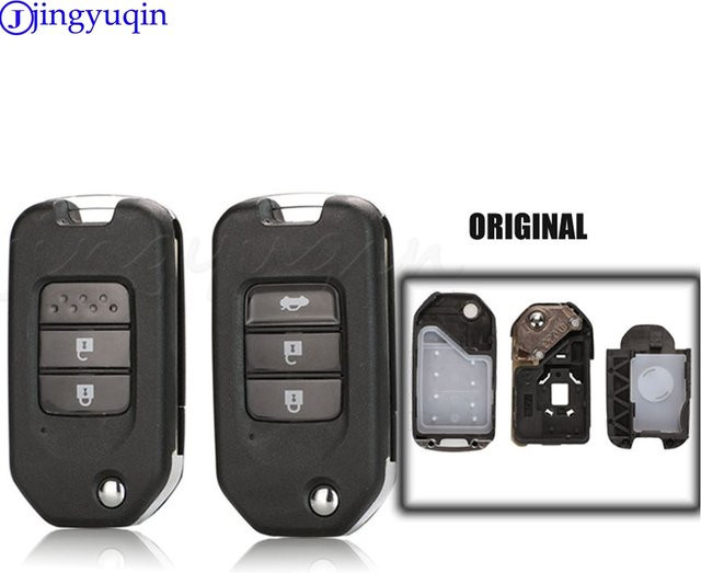 Jingyuqin G-Schlüsselgehäuse mit 2/3-Tasten-Fernbedienung in Schwarz passend für Honda Civic, Accord, City, CR-V, Jazz, XR-V, Vezel, HR-V und FRV als Originalschlüssel-Ersatz - Bild 1