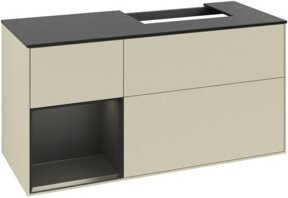 V&B Finion Waschtischunterschrank mit Abdeckplatte und Regalfach links, blau lackiert, Breite: 120 cm - Bild 1