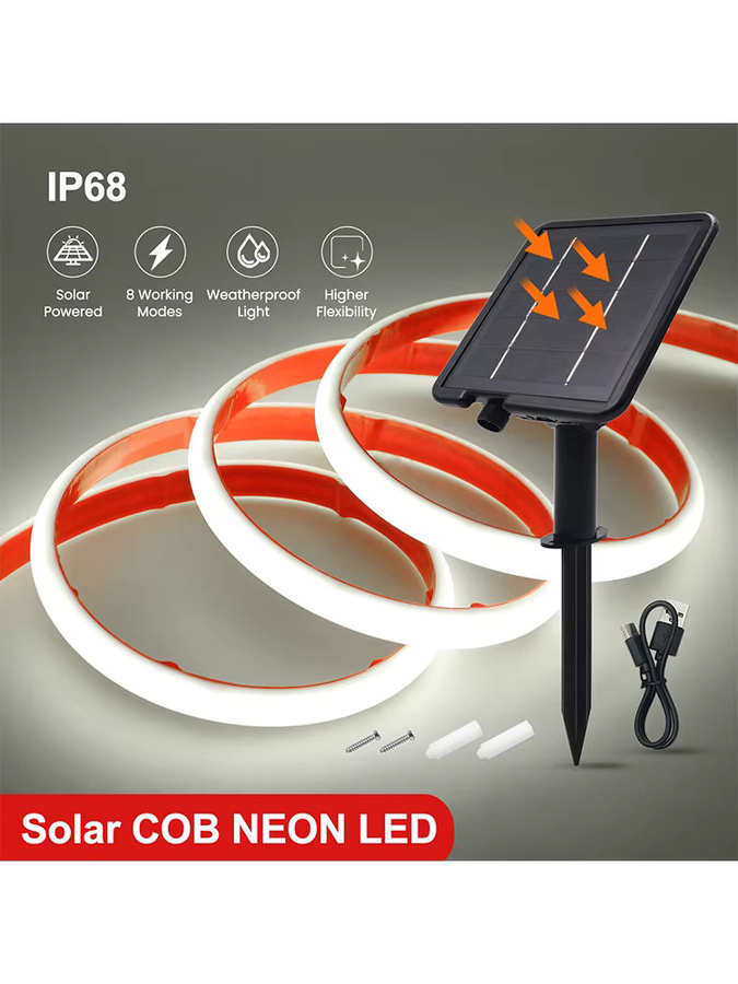 HEGEHE Solar COB Neon-Streifen IP68 Wasserdicht 24V LED-Licht in Weiß, Rot, Grün oder Multicolour - Bild 4