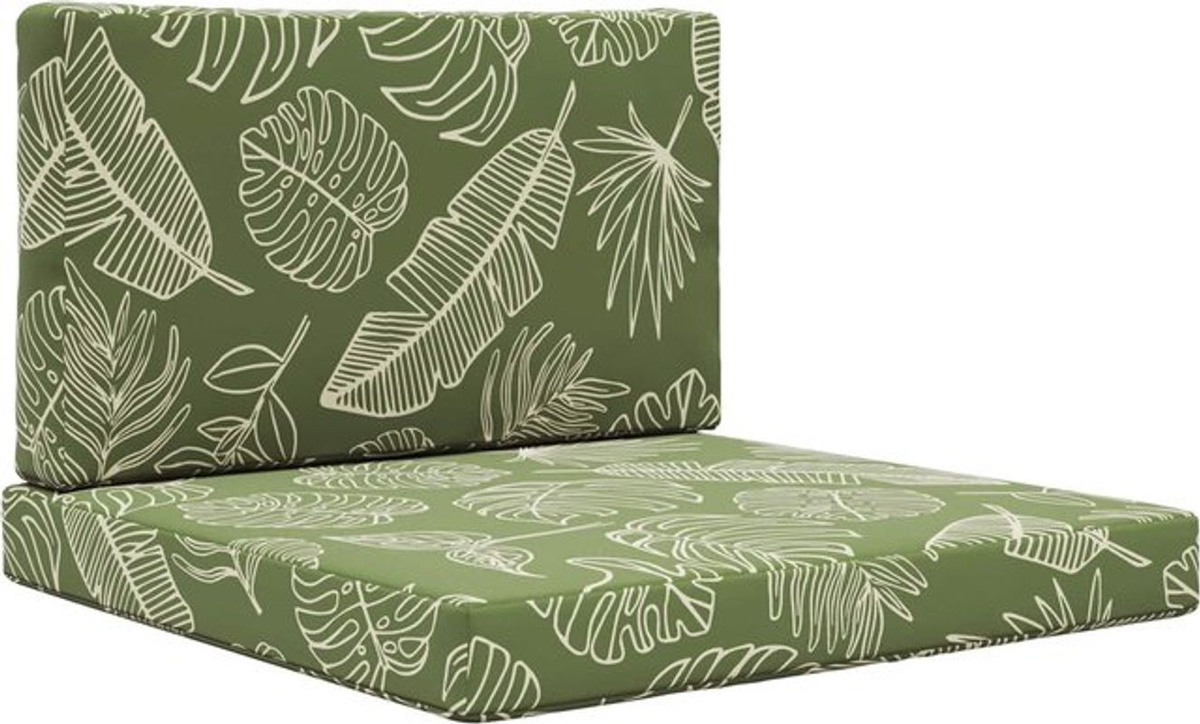2er-Set quadratische Sofakissen für draußen von vidaXL mit Blumen- und Blattdesign in Grün aus Polyester, 40 x 40 cm - Bild 1