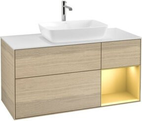 V&B Waschtischunterschrank Finion in Weiß mit Eichenregal, Breite: 120 cm, Tiefe: 50,1 cm, Höhe: 50,1 cm - Bild 1