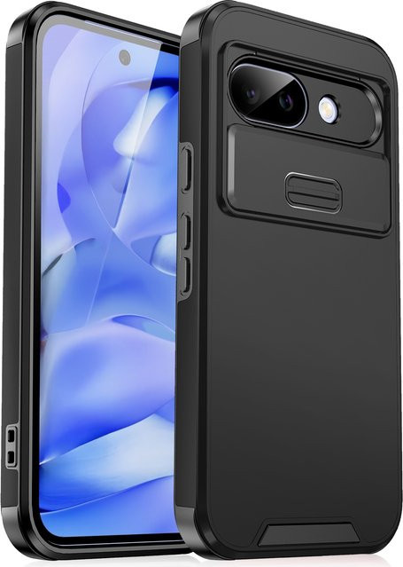 Schutzhülle mit Kameraabdeckung für Google Pixel 9A und 6A sowie 7 Pro in Schwarz, kabelloses Laden möglich - Bild 1