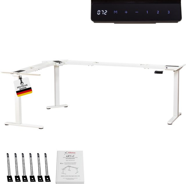 Albatros LIFT L7W Elektrisch Höhenverstellbares Gestell für Eckschreibtisch in Weiß mit Memoryfunktion und stufenloser Verstellung - Bild 1
