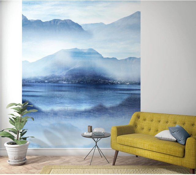 Marburg Vliestapete Smart Art Easy Illustration Gebirge See Nebel in Blau-Grau, B: 270 cm, H: 212 cm - Bild 1