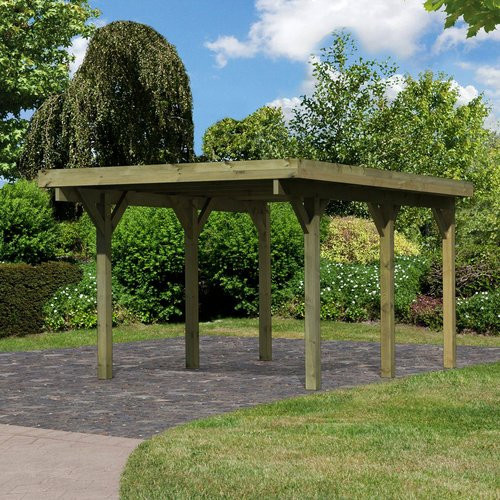 Einzelcarport Karibu Classic 1 mit PVCDach in Natur-Braun, B/T: 273 x 395 cm - Bild 1