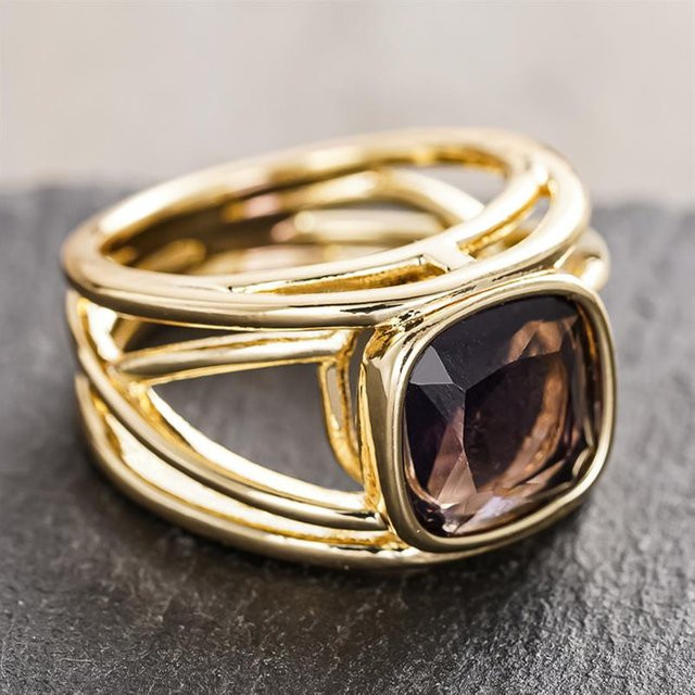 Huitan Damenring, goldfarben, Zirkonia, Damen - Bild 1