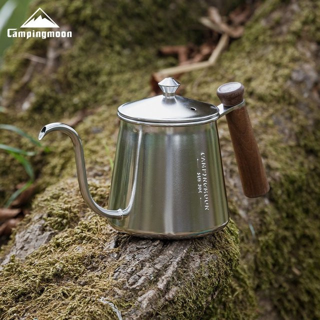 CAMPINGMOON SW-3 Kaffee-Handbrühkanne aus Edelstahl mit Feinem Ausgießer in Silber - Bild 1