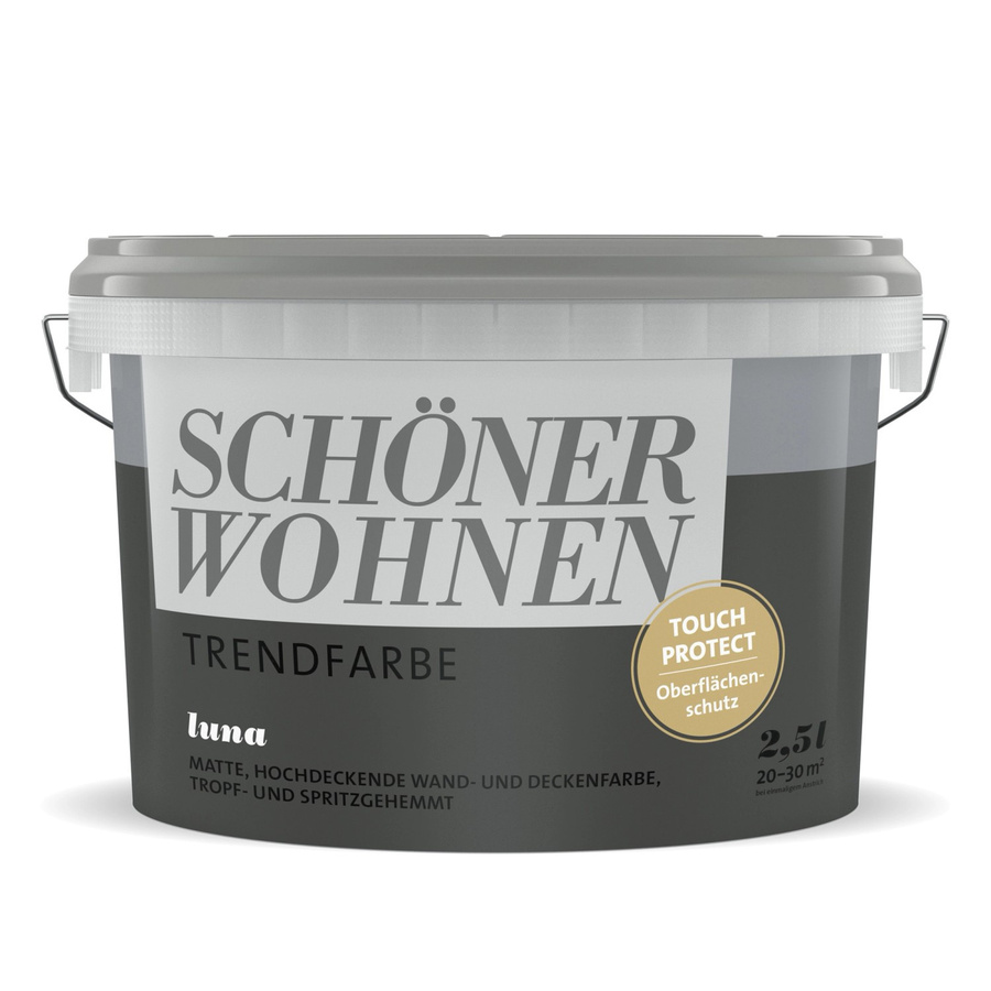 Schöner Wohnen Wandfarbe Luna Matt in Plaster Grey, 2,5 l Dispersion, wasserbasiert und tropffrei - Bild 2