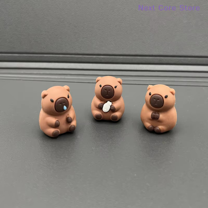 10 Stück Capybara Stiftaufsätze aus Silikon in Braun für Kinder und Schulbedarf - Bild 2