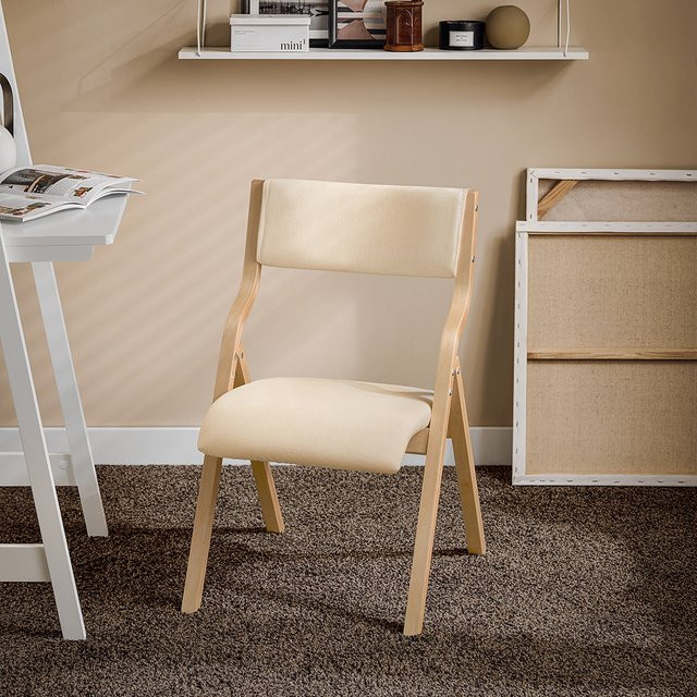 SoBuy 2er Set Klappstühle aus Birkenholz mit Polsterung in Beige FST40-Wx2 - Bild 2