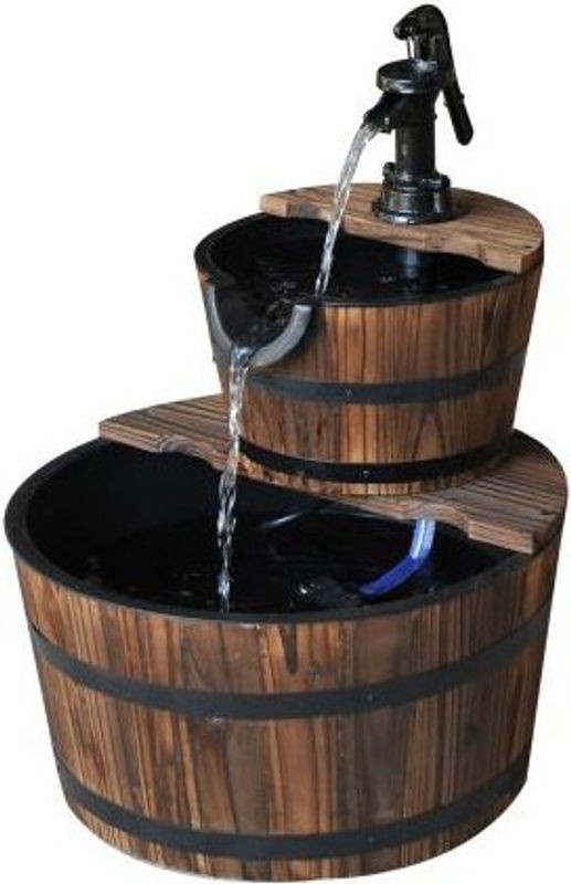MUVOE Kaskadenbrunnen aus Massivholz in Braun, 2 Ebenen, Landhausstil, B/T/H: 44,5 x 44,5 x 58,5 cm - Bild 1