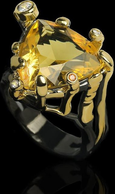 YIRAN Ring, Messing, Gold, Zirkonia, Kristall, Unisex - Bild 1