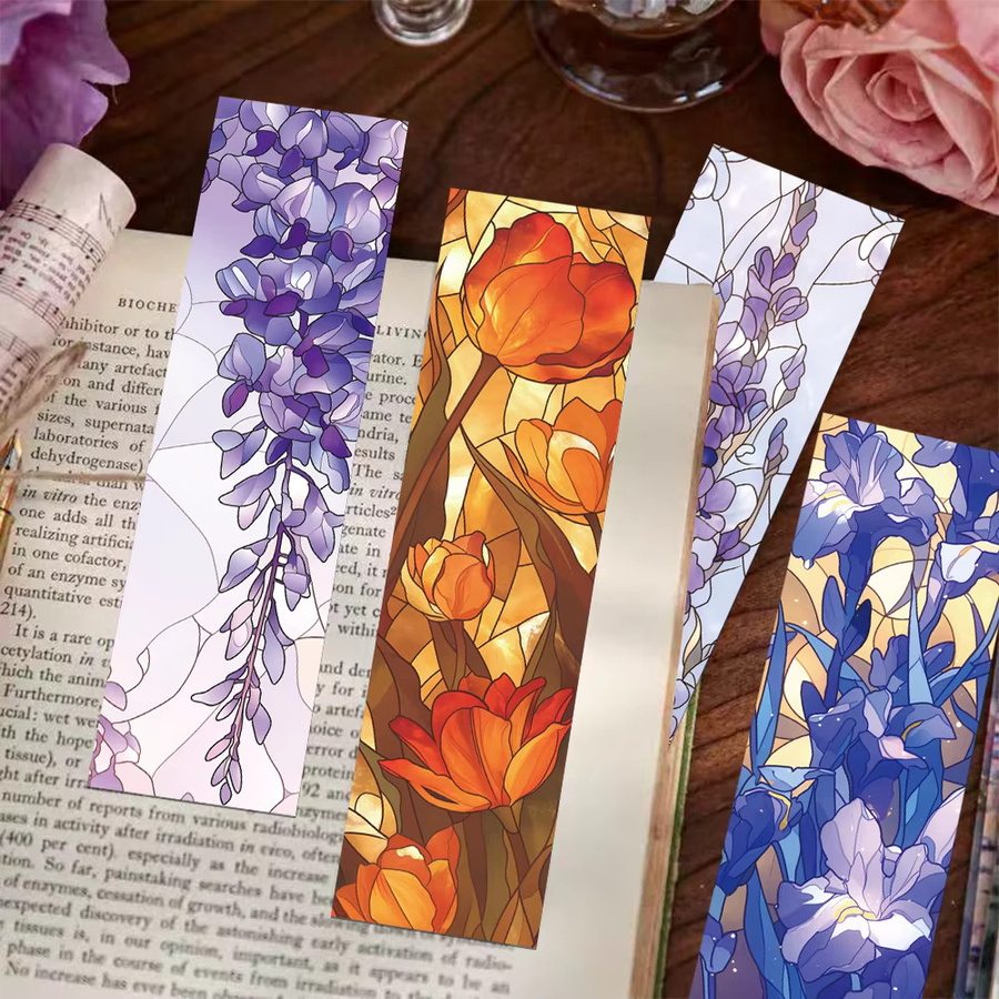 30 Stück florale Lesezeichen mit Glasstruktur als kreative DIY-Nachrichtenkarte zur Dekoration für Büro und Studium - Bild 2