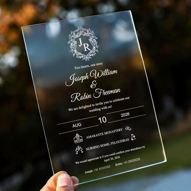 Personalisierte Acryl-Hochzeitseinladungen in Silber mit individuellem Design - Bild 3