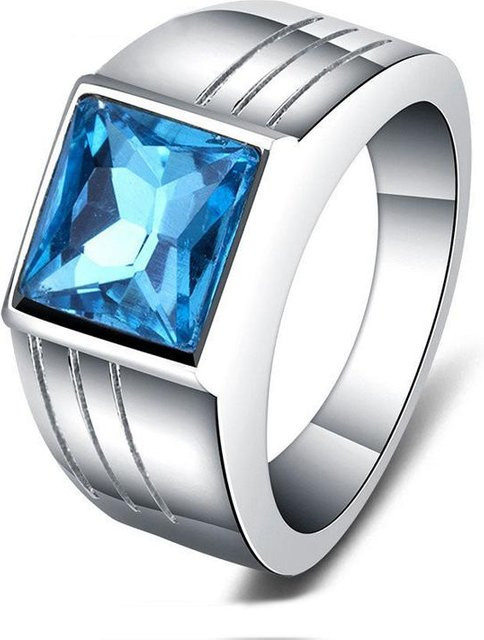 YIRAN Herrenring, Kupfer, blaue Zirkonia, Klassisch - Bild 1