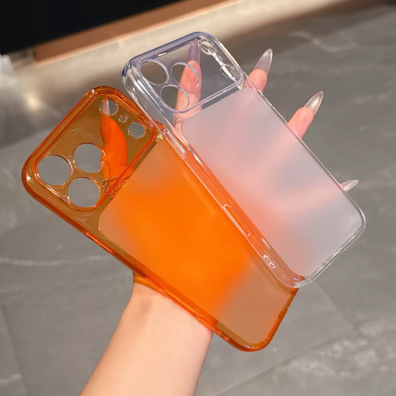 Transparente Jelly Orange Schutzhülle für iPhone 17, 16, 15, 14, 13, Pro Max aus stoßfestem TPU-Silikon mit Fensterpanzerung - Bild 2