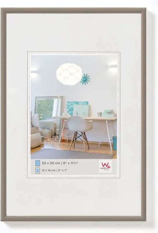 New Lifestyle Bilderrahmen mit Passepartout aus Stahl und Kunststoff in Grau und Silber, B/H: 28 x 35 cm - Bild 1