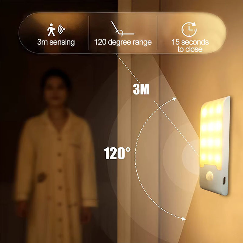 GGBEE Wiederaufladbares LED Nachtlicht mit Bewegungsmelder, Warmweiß, 12 LEDs für Flur, Badezimmer, Schrank und Küche - Bild 3
