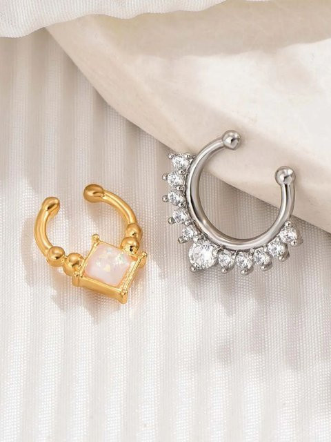 Septum Ring Fake, Edelstahl, Zirkonia, Unisex - Bild 1