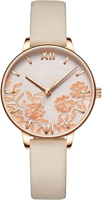 CURREN Armbanduhr Quarz, Sakura-Blumenmuster, weiß, Damen - Bild 1