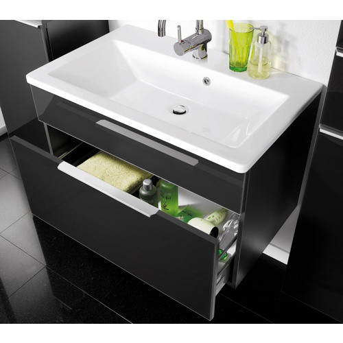 FACKELMANN Waschplatz-Set KARA für das Badezimmer in Anthrazit Grau mit Glastüren und Soft-Close-Funktion, Breite: 80 cm - Bild 3