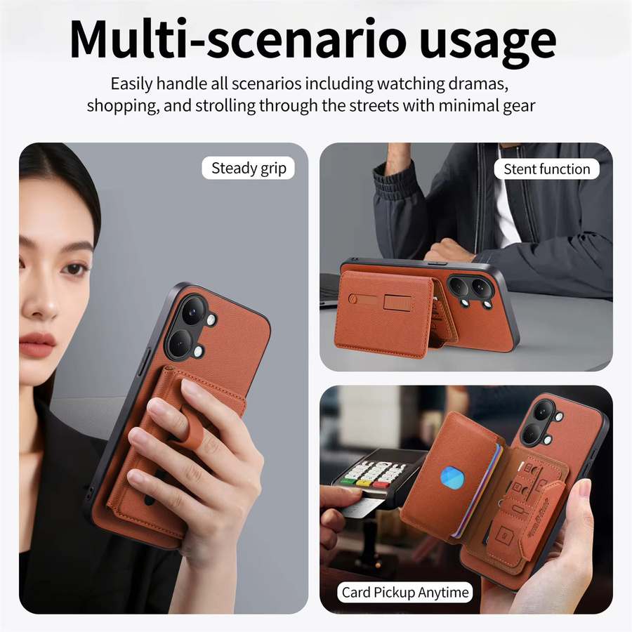 Luxuriöse Xiaomi Poco X8 X7 Pro X8 Pro Max Leder-Handyhülle mit abnehmbarer magnetischer Magsafe-Brieftasche und Kartenfach in Schwarz oder Braun - Bild 4