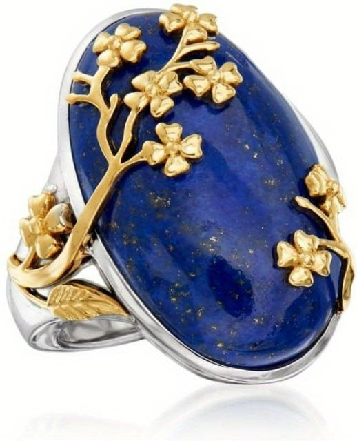 YoYo Ring, Synthetischer Lapis Lazuli, Blumen, Damen - Bild 1