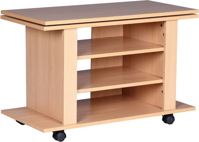 Moderner Fernsehschrank von Finebuy aus Holz in Braun, rollbar und drehbar als TV Bank und HiFi Rack - Bild 1