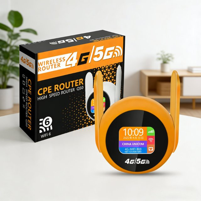 NUOYING 4G WLAN Router Mobiler Hotspot mit SIM-Karte für Zuhause und Reisen in Weiß und Orange - Bild 1