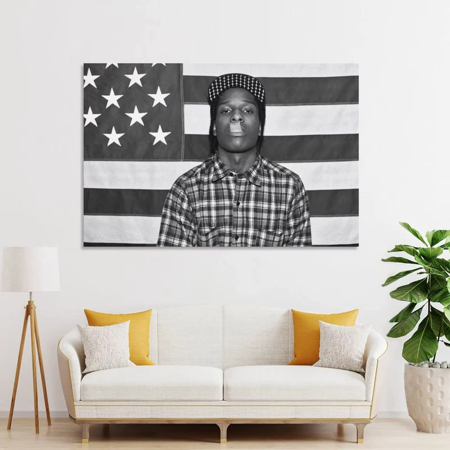 RONNINGSTAR A$AP Rocky Flagge mit amerikanischem Motiv für Büro und Fitnessstudio, Mehrfarbig, B x H: 91,44 x 152,4 cm - Bild 3