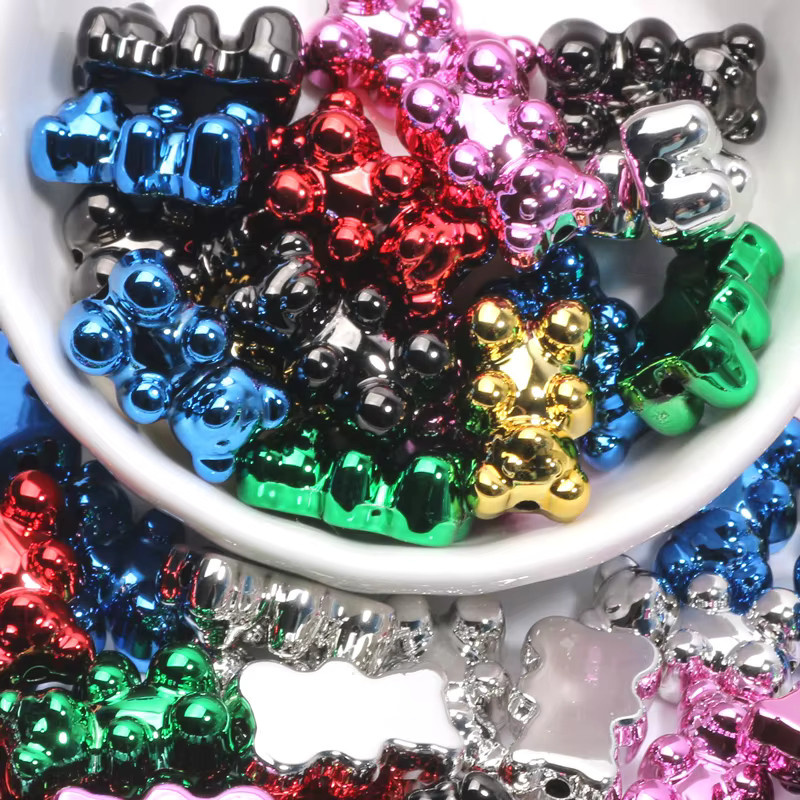 Laudsong Charms Spacer Perlen, Acryl, Mini Bär, Bunt, 12x18mm - Bild 6