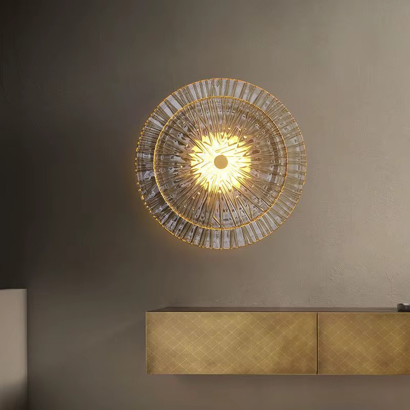 Moderne Nordische Glas-Wandleuchte in Gold mit transparentem Glas für Wohnzimmer, Schlafzimmer und Flur - Bild 2