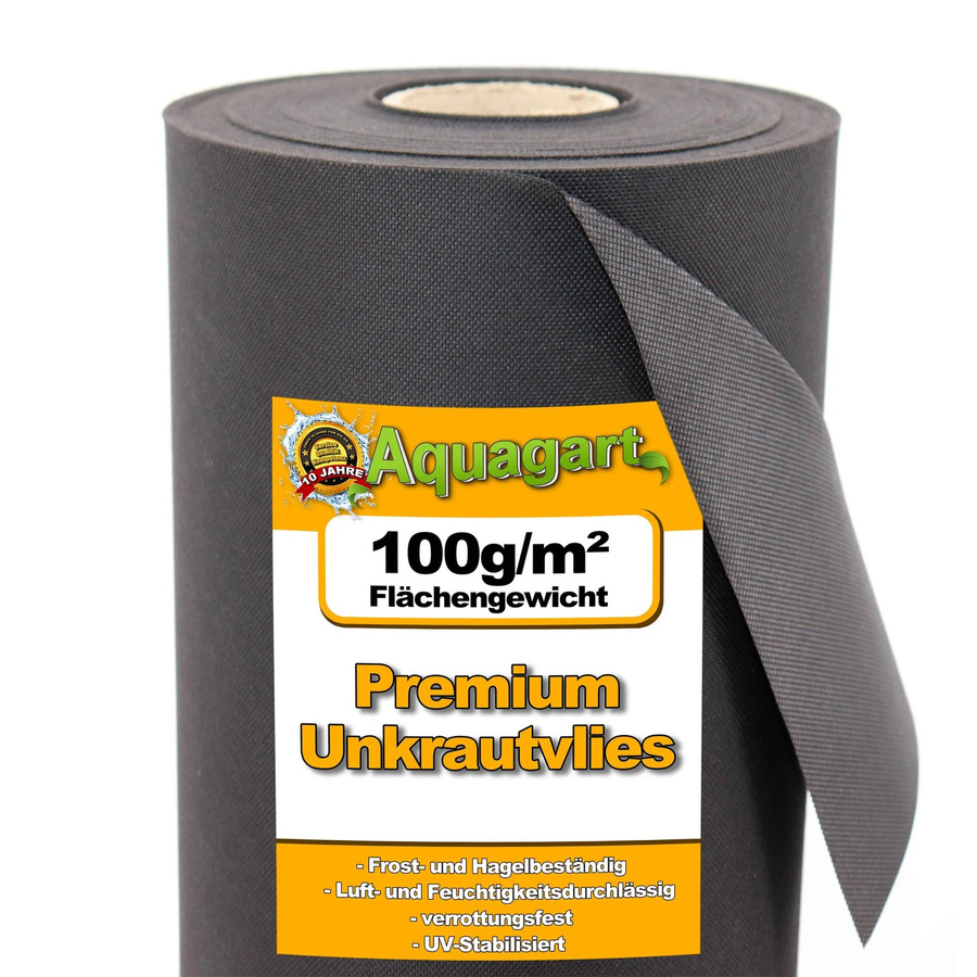Aquagart Gartenvlies Unkrautvlies Mulchvlies Schwarz 28m², Breite: 1,4 m - Bild 3