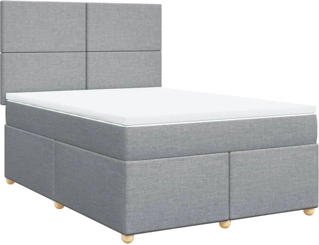 vidaXL Boxspringbett mit Matratze Hybrid-Design in Hellgrau, B/T/H: 140 x 200 cm - Bild 1