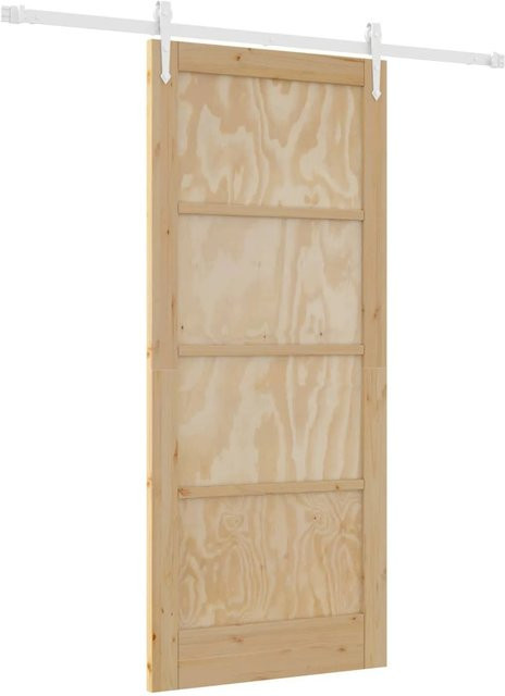 vidaXL Schiebetür ORKDAL in Natur und Weiß, moderne Schiebetür aus Holz und Stahl, B: 86 cm, H: 198,5 cm - Bild 1