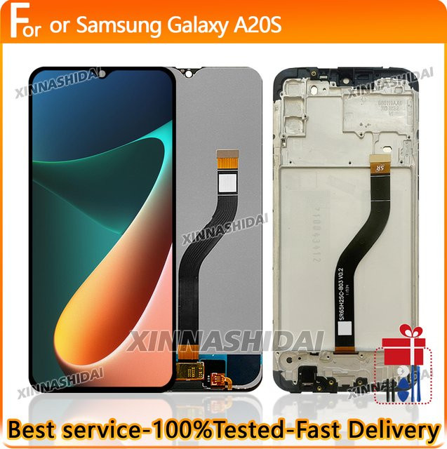Samsung Galaxy A20S Ersatz-LCD-Display mit Digitizer-Baugruppe und Rahmen in Schwarz - Bild 1