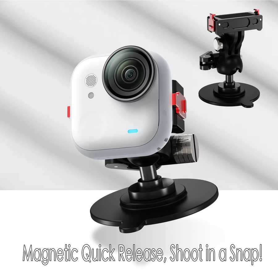FEICHAO Selbstklebende Auto-Saugnapfbasis mit magnetischem Kugelkopf in Schwarz, aufladbare Kamerahalterung für Insta360 Go 3 3S und AcePro2 X6 X5 X4 GO Ultra - Bild 2