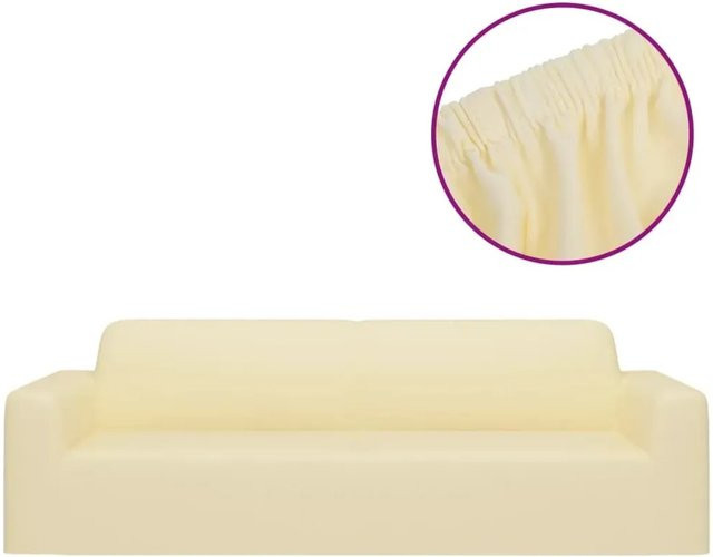 vidaXL Stretch Sofahusse für 3-Sitzer aus Polyester-Jersey in Beige - Bild 1
