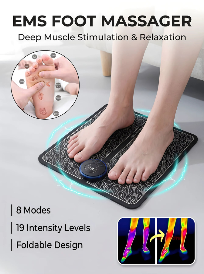 AXH EMS Fußmassagegerät mit Fußtherapie-Maschine und Vollautomatischer Fußmeridian-Druckfunktion in Schwarz - Bild 6