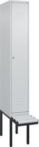 C+P Spind Classic PLUS Garderobenspind mit Sitzbank, 1 Abteil, Lichtgrau, B/H/T: 212,0 x 81,5 x 30,0 cm - Bild 1
