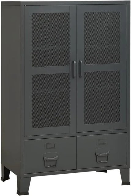 vidaXL Lagerschrank Industrial Anthrazit aus Metall mit Scharniertüren und Regalböden B/T/H: 70 x 40 x 115 cm - Bild 1